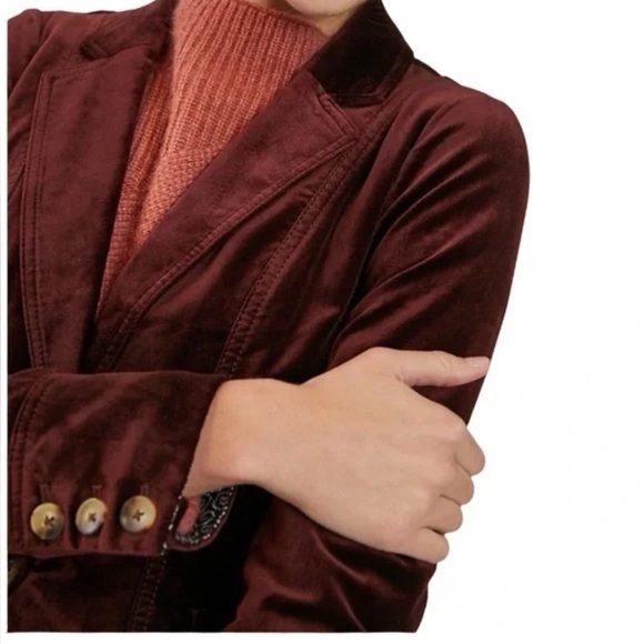 Anthropologie Jackets & Blazers - Anthropologie Deep Red Velvet Blazer